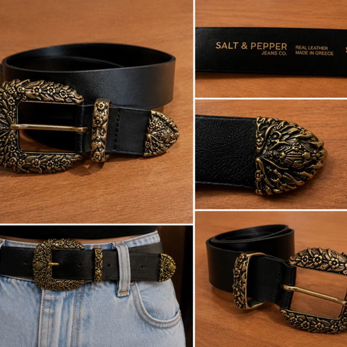 Salt and Pepper leather belt