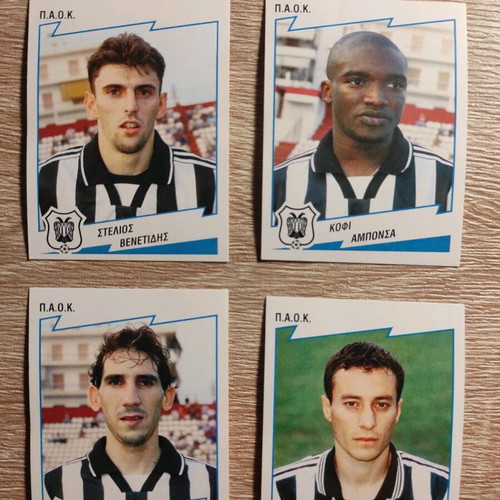 Panini football stickers 2001 like new, 4 PAOK players