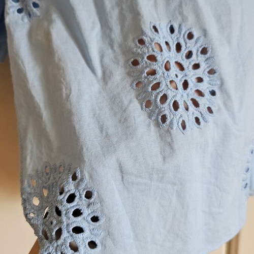Zara oversized blouse with cutout embroidery, blue, size S