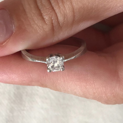 Silver solitaire ring
