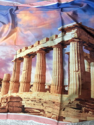 Μαντήλι με στάμπα αρχαίο ναό σαν μεταξωτό, καινούργιο