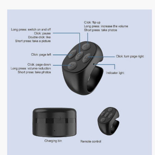 Bluetooth wireless rechargeable ring remote control Tik-tok set of 8