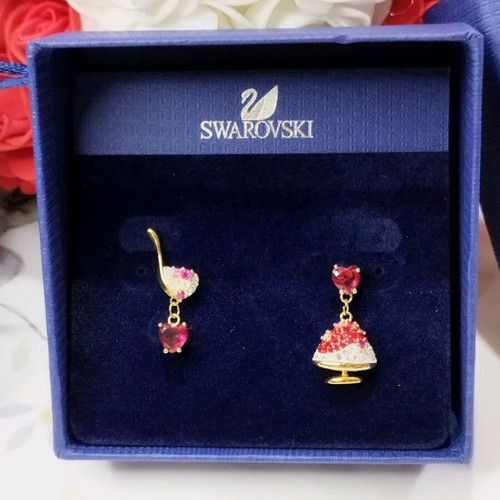 Swarovski Ice Cream No Regrets Earrings New, Gold with Crystals