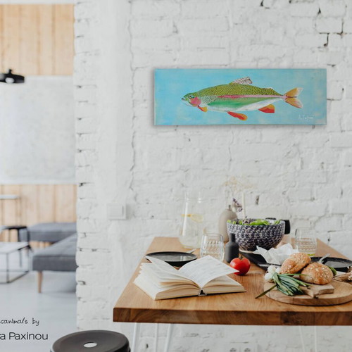 Rainbow Trout Painting on Canvas New with Sea Theme