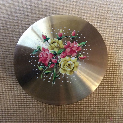 Art Deco style powder compact used without inner mirror