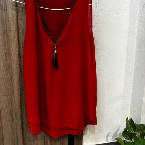 Blouse red with zipper size Large like new