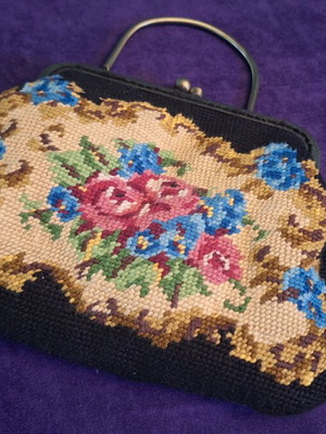 Vintage handmade handbag with 70s embroidery new