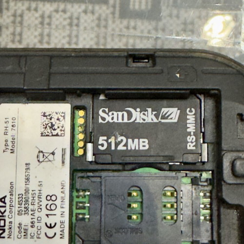 Nokia 7610 mobile phone with 512MB memory card