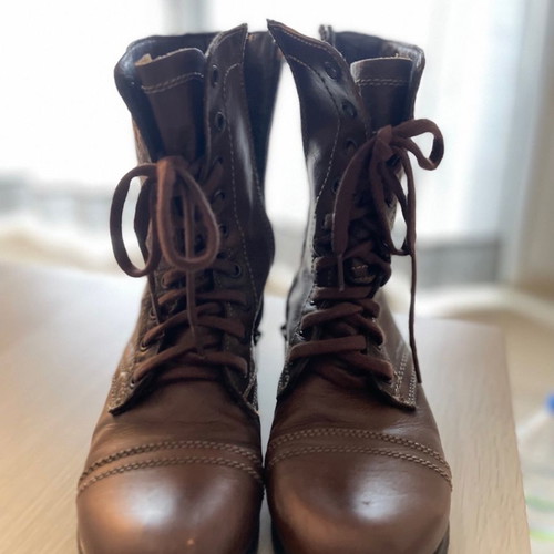 Steve Madden Troopa brown leather combat boots used, size 38