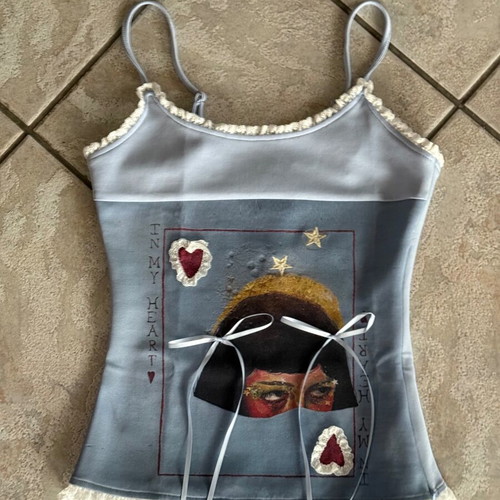 Sixth Dimension Tank Top new with lace and bows, adjustable straps