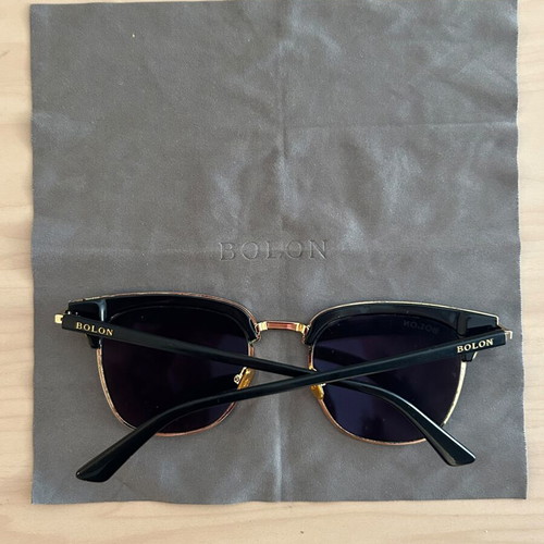 Bolon 6027 D11 Clubmaster sunglasses, black and gold