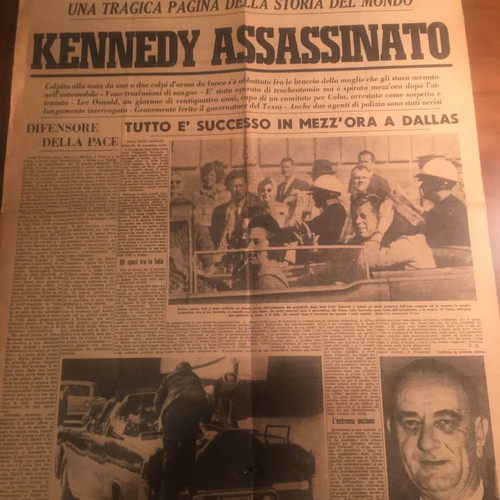 Corriere della Sera special double page on Kennedy assassination