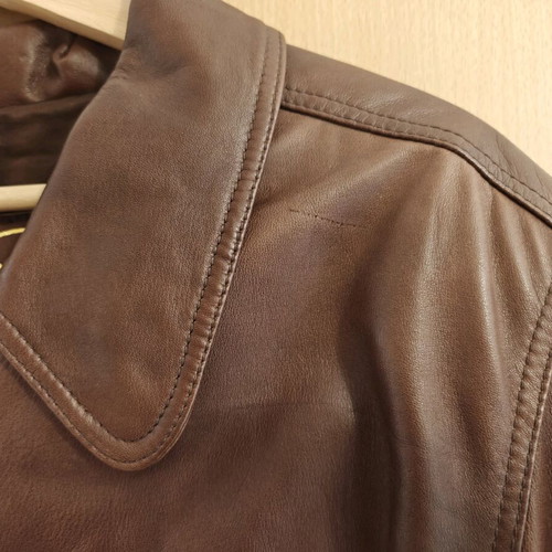 Men's brown leather jacket like new with zipper XL
