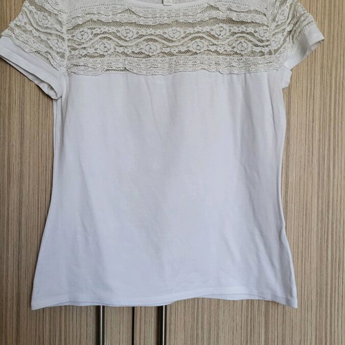 H&M short-sleeve women's blouse like new, size M, white with lace