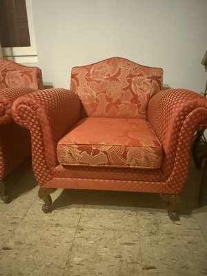 1960s armchair with carved wooden legs