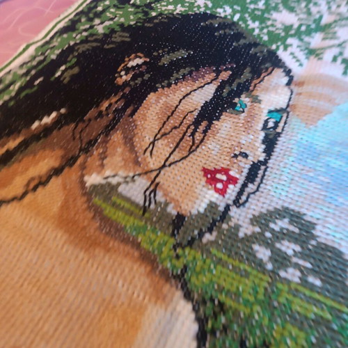 Handmade needlepoint in like-new condition