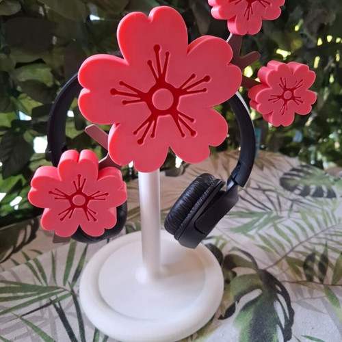 Cherry Blossom headphone stand new with pink floral design