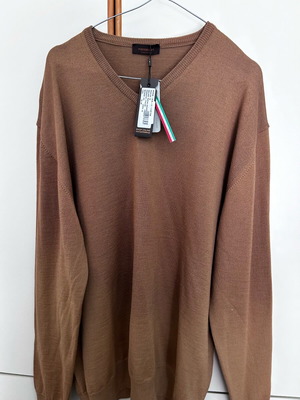 Men’s Merino V Neck Shirt καφέ, καινούργιο, μέγεθος 3XL