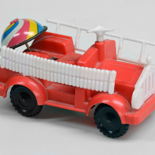 Wind-up Fire Truck used, vintage 1960s-70s toy