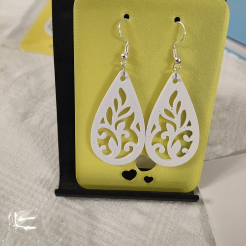 Drop earrings with leaves 3D printing made, made to order