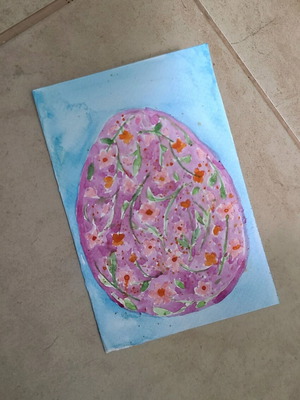 Easter card with watercolors new, simple floral design