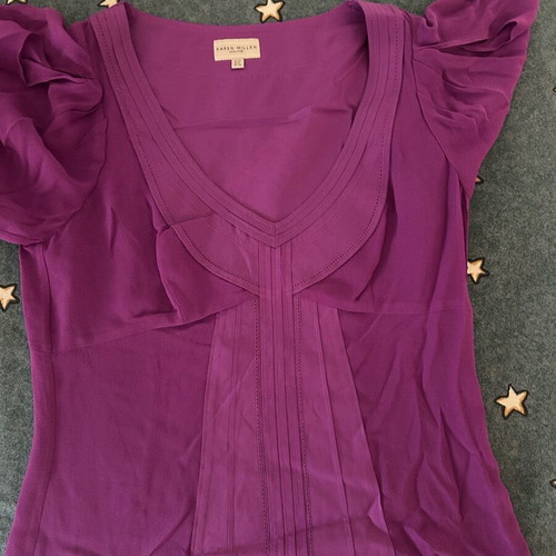 Karen Millen silk blouse like new, purple, size M