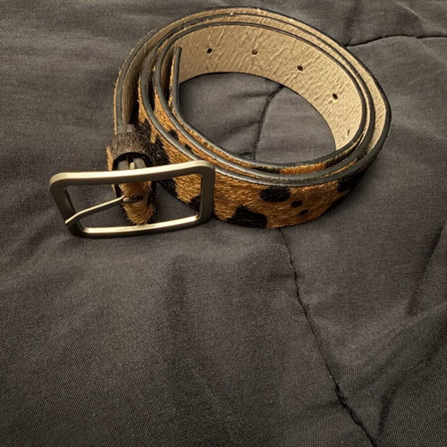 Pony skin belt used with animal print, black and brown