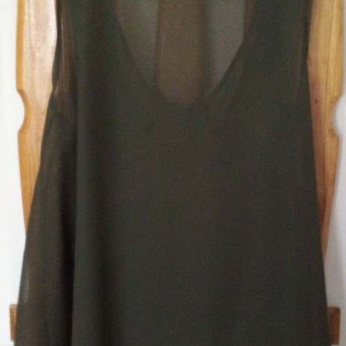 Mango dark green top like new, size L/XL, sequins and chiffon