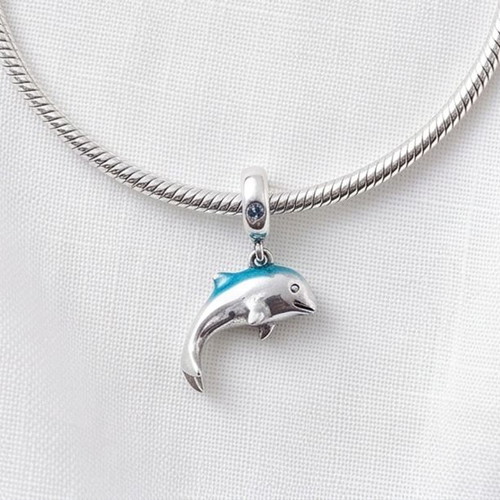 Pandora Dolphin Charm S925 New, Blue and Silver