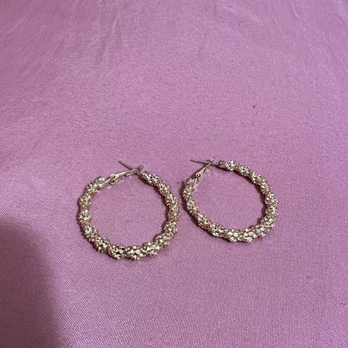 Gold Hoop Earrings like new with textured finish