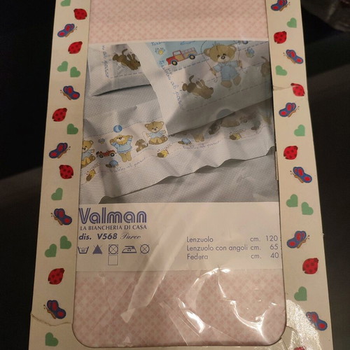 Flannel baby crib sheet set Valman new, pink