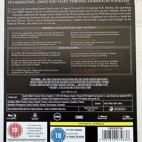 Game of Thrones Season 1 Blu-ray like new with English subtitles