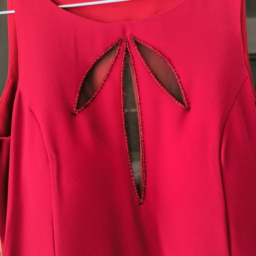 Maxi dress red new with bead design and sheer details