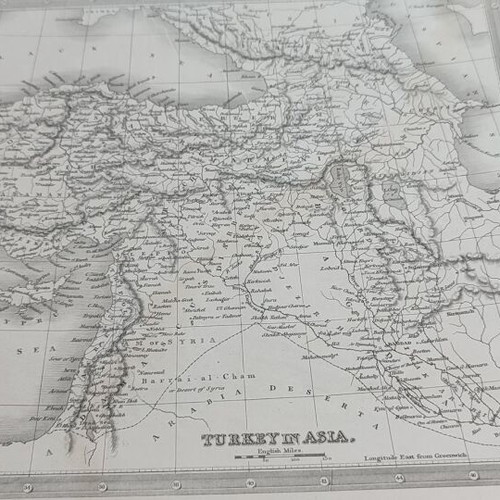 Authentic 1850 map of Turkey in Asia showing Cyprus and eastern coasts