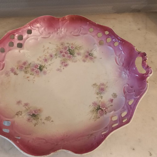 Porcelain round platter with handles Carl Tielsch like new, 31cm