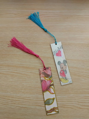 Handmade wooden bookmarks set of 2 with tassel