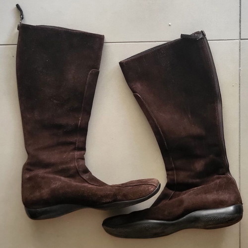 Prada Vintage 1998 Linea Rossa boots suede leather, like new