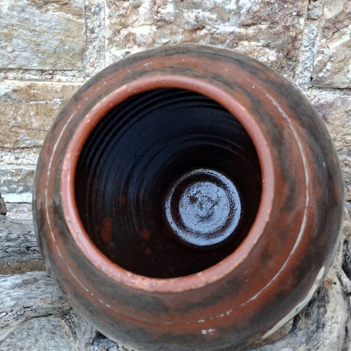 Handmade clay jar like new, traditional folk pottery