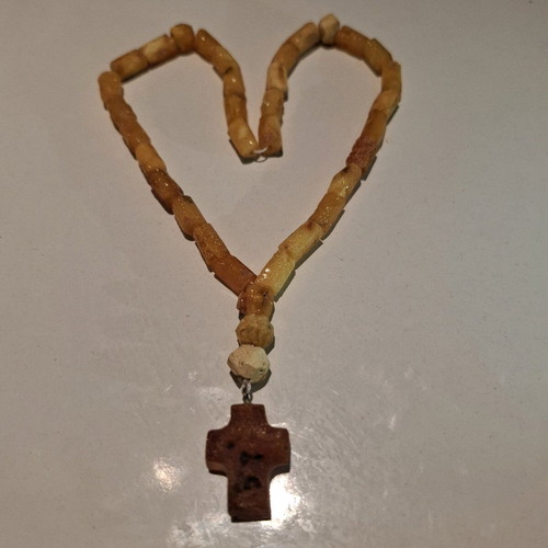Amber Worry Beads with Cross Handmade New