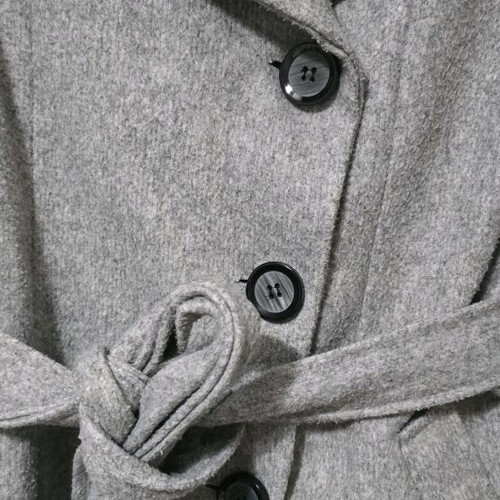 Gray coat with buttons and belt like new