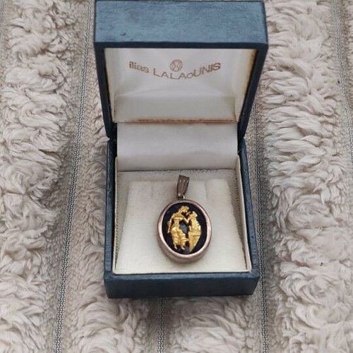 LALAoUNIS pendant like new, silver and gold with lapis lazuli stone