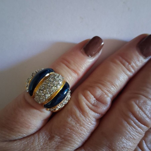 Vintage Atelier Cocktail Ring size 52, like new, blue and gold