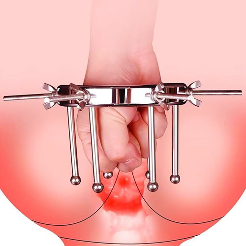 Sex Toy Anal μεταλλικό dildo και ρυθμιζόμενος διαστολέας πρωκτού XL