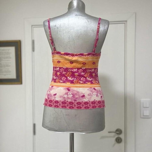 Y2K Esprit cami top with colorful floral pattern, used, size S