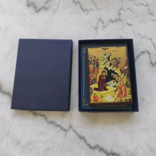 Religious icon new in gift box with prayer book