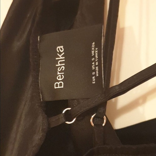 Satin dress Bershka with unique straps like new, black, size S