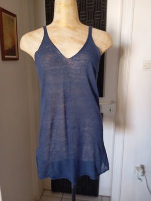 Stefanel women's linen blouse size M new, blue