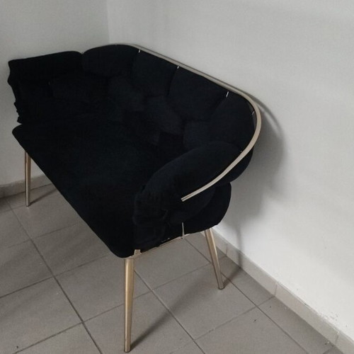 Black velvet sofa and two matching armchairs like new