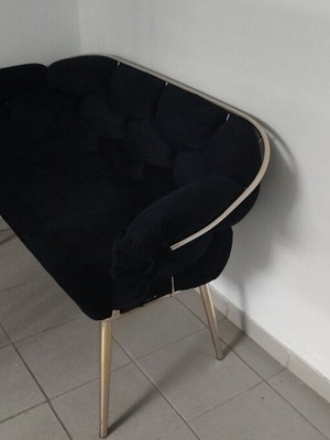 Black velvet sofa and two matching armchairs like new
