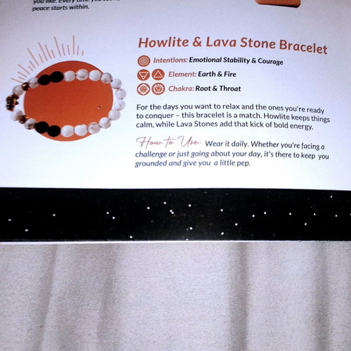 Howlite and Lava Stone Bracelet new with elephant bead